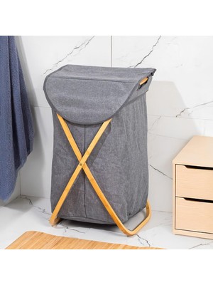 MIO-100 Bambu Banyo Kirli Çamaşır Sepeti Banyo Düzenleyici Sepet 40,5X65,5 cm