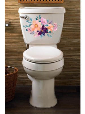 Sulu Boya Çiçekler Klozet Dolap ve Banyo Sticker