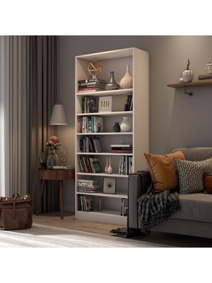 KTP211-BEYAZ 6 Raflı Kitaplık