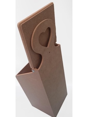 Hobi 90045 Dekoratif Model Poşet Kutusu Ahşap Mdf Ham Kalpli El Yapımı