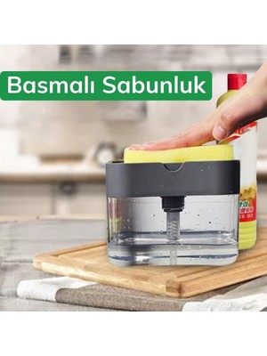 Ikisi Bir Arada Basmalı Pratik Sıvı Sabunluk Pompası ve Bulaşık