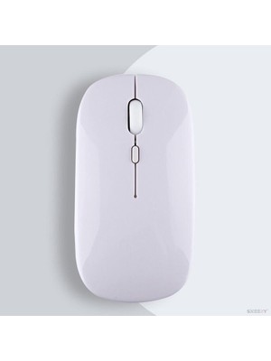 Apple Ipad Ile Uyumlu Şarj Edilebilir Sessiz Mouse Bluetooth + 2.4Hz Wifi Kablosuz Mouse Fare Mavi