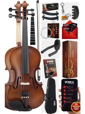 LMA-644TYS Profesyonel Keman 4/4 Tam Boy (Yastık Tuner Susturucu Çanta Yay Reçine)
