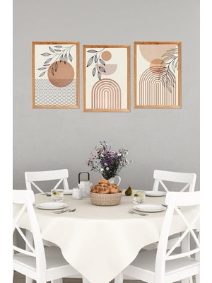 Bohem Tarzı Dekoratif Duvar Tablo Seti, 3 Parça Mdf, 30 x 40 Cm, Soyut Desenli, Çerçeve Görünümlü
