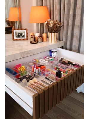 20'li Set Çekmece Içi Düzenleyici Modüler Makyaj Takı Kozmetik Organizer (Sert Plastik) Şeffaf Tek Ebat