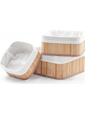 3'lü Çok Amaçlı Bambu Organizer Seti, Çok Boyutlu Mutfak Banyo Ev Sepetleri, Büyük, Orta, Küçük Boy