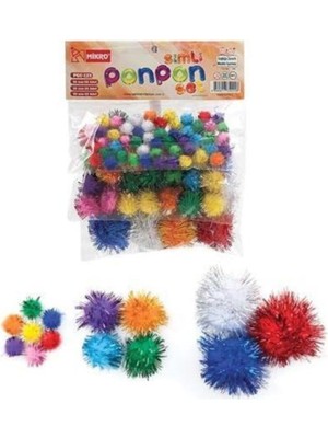 PGC-123 Simli Ponpon Set 10-20-30 mm Tek Ebat