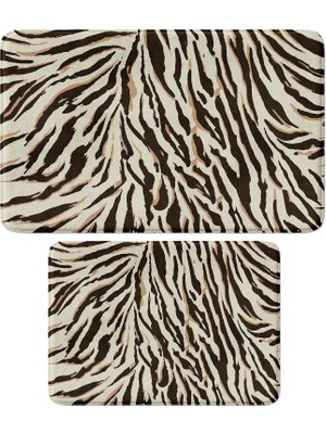 Sevimli Tasarımlı Mikrofiber 2'li Takım Banyo Paspası, Kaymaz Taban, Makinede Yıkanabilir (40X60_50X80)
