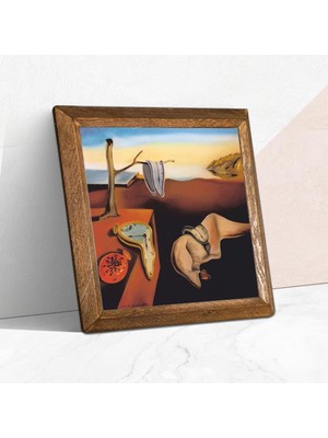 Salvador Dalí Belleğin Azmi Taş Duvar Tablosu - Ahşap Çerçeveli Taş Tablo - 25X25 cm - Dekoratif Duvar Sanatı - Modern Ev ve Ofis Duvar Dekoru W1-310