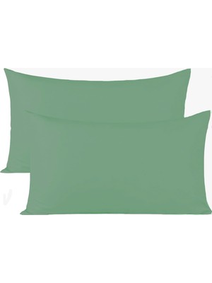 Düz Pamuklu 2'li Mint Yastık Kılıfı 50 x 70 cm Kapaklı