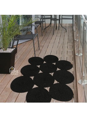 Jüt, Paspas, Balkon Paspası, Mutfak Paspası, Kilim, Banyo Paspası, Teras Paspası, Çift Taraflı 90 x 120 Siyah