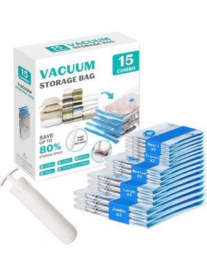 15 Paket Yerden Tasarruf Sağlayan Vakumlu Saklama Torbaları Giyim Için Mühür Torbaları Seyahat Bagajı Giysileri Yorganlar Battaniyeler El Pompası Dahi