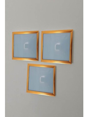 Şık Tasarımlı Gold Üçlü Set Polimer Resim Çerçevesi (21X30-3 Adet)