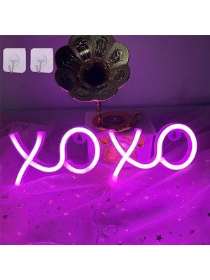 Neon Xoxo Sign Neon Lights With 2 Hooks Duvar Lambası Xo Neon Işık Neon Lamba Usb/pille Çalışır Xoxo Duvar Dekoru Pembe Neon Işaret Doğum Günü Partisi