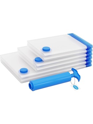 6 Yerden Tasarruf Sağlayan Vakumlu Saklama Torbası | Giyim, Yorgan, Yastık Için Düzenleyici ve Vakumlu Mühür Torbaları (2 Jumbo + 2 Büyük + 2 Orta), E