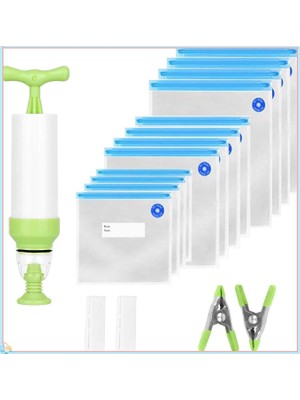 12'li Paket Sous Vide Çanta Yeniden Kullanılabilir Vakumlu Gıda Saklama Torbaları Mutfak, Dondurucu ve Sous Vide Pişirme Için Fermuarlı Torbalar, El P