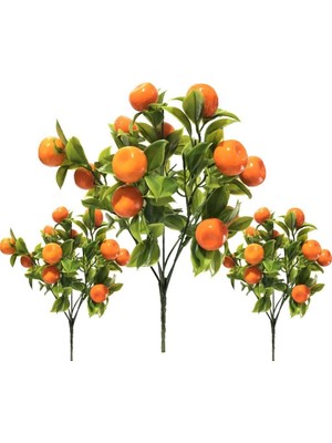 3lü Set Yapay Mandalina Demeti Yapay Çiçek 30 * 20CM Yeşil Yapraklı