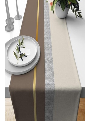 Happy Trend Home Bej Dokuma Kumaş Premium Tay Tüyü Leke Tutmaz Masa Örtüsü Runner 40X140CM RNR488