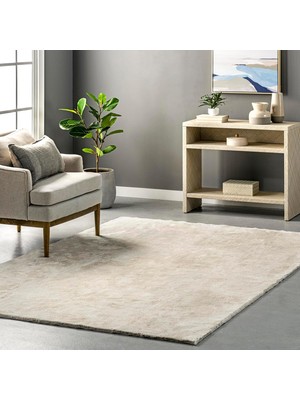 Happy Trend Loni Solid Makinede Yıkanabilir Shag Accent Kilim, 2x3, Krem