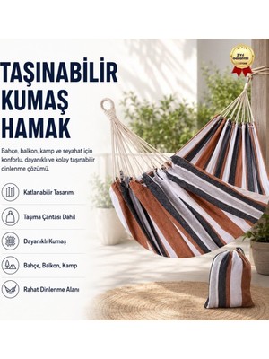 Taşınabilir Katlanabilir Kumaş Hamak – Bahçe, Balkon, Kamp ve Seyahat Için Dayanıklı Dinlenme Hamak + Taşıma Çantası