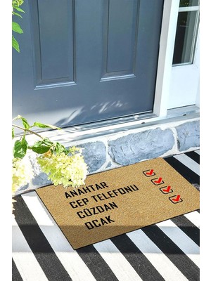 Happy Trend Hatırlatıcı Kapı Önü Paspası Dekoratif Kapı Paspası Dış Mekân Paspas Ev Içi Paspası 45X70CM