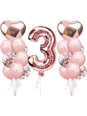 Happy Trend Yaş Rose Gold Doğum Günü Balon Seti