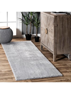 Happy Trend Loni Katı Makinede Yıkanabilir Tüylü Parça Halı - 2x6 Makinede Yıkanabilir Yolluk Tüylü Halı Geçiş Açık Gri/fildişi Halılar Oturma Odası Yatak Odası Yemek Odası Kreş Giriş Koridoru Için