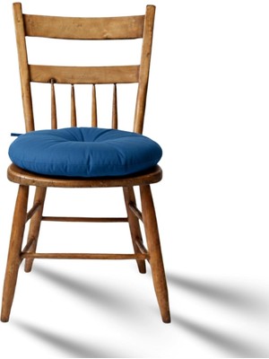 Happy Trend Pofidik Yuvarlak Sandalye Minderi Su Yağ Itici Yumuşak Dolgulu Minder Mutfak Balkon Bahçe 38 cm Mavi