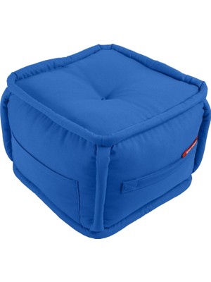Puffymod Dekoratif Kare Puf Orta Sehpa Ayak Uzatma Puf 40X32 cm (Mavi)