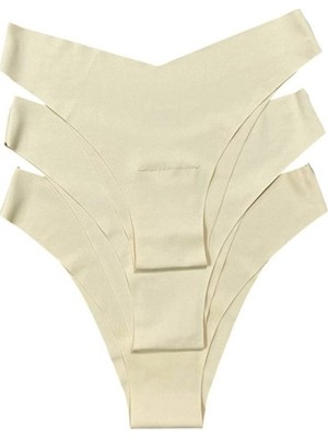 Kadın Külot Lazer Kesim V Şekil Iz Yapmaz 3 Lü Paket Polyester Ten