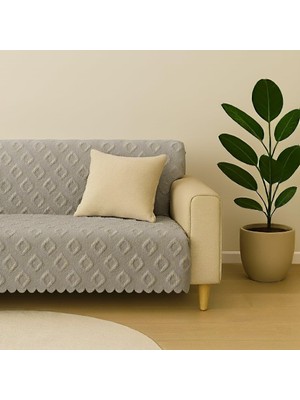 Sycamore Home Premium Şönil Koltuk Örtüsü 175X215 Cm, Kaymaz Jakarlı Dokuma, Yıkanabilir Lüks Çekyat ve Kanepe Şalı (Gri)