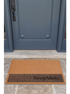 Kapı Önü Paspası, Kaymaz Taban, Dekoratif, 45X70 Cm, Kahverengi