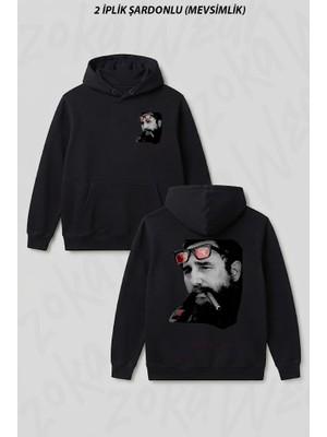 Zoka Wear Fidel Castro Kuba Ön Arka Baskılı Kapüşonlu Sweatshirt