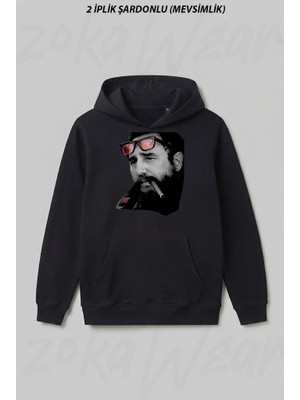 Zoka Wear Fidel Castro Kuba Ön Baskılı Kapüşonlu Sweatshirt
