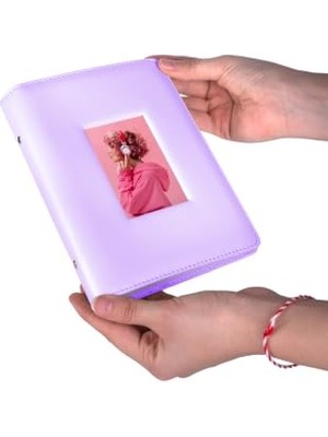 Toptan Budur Instax 193 Fotoğraf Kapasiteli Mor Polakart Pencereli Fotoğraf Albümü