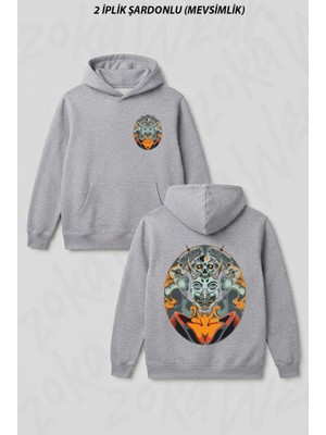 Zoka Wear Skull Geisha Ön Arka Baskılı Kapüşonlu Sweatshirt
