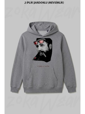 Zoka Wear Fidel Castro Kuba Ön Baskılı Kapüşonlu Sweatshirt