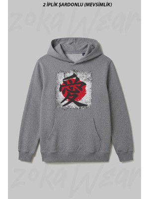 Zoka Wear Japanese Love Kanji Anime Ön Baskılı Kapüşonlu Sweatshirt