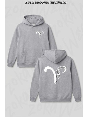 Zoka Wear Koc Burcu Aries Astroloji Ti Ön Arka Baskılı Kapüşonlu Sweatshirt