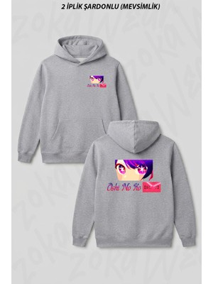 Zoka Wear Oshi No Ko Anime New Anime Anime Love Idols Sticker Oshi No Ko Ön Arka Baskılı Kapüşonlu Sweatshirt