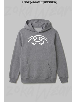 Zoka Wear Yengec Burcu Cancer Astroloji Ön Baskılı Kapüşonlu Sweatshirt
