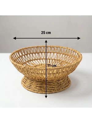 Psk 25 cm Plastik Rattan Servis Çanağı – Doğal Hasır Görünümlü Dekoratif Meyve, Ekmek ve Sunum Kasesi
