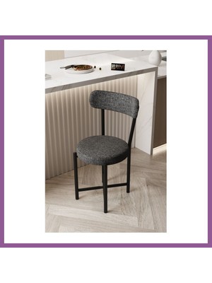 Bezos Sandalye 1 Adet Keten Kumaş Metal Ayak Modern Mutfak Sandalyesi Cafe Balkon Ofis Teddy 9817 Anstrast Rengaren
