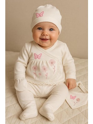 Tr Myzi Store Yenidoğan Kız BEBEK%100 Pamuk 5'li Hastane Çıkışı 0-3 Ay Pembe Butterfly Yeni