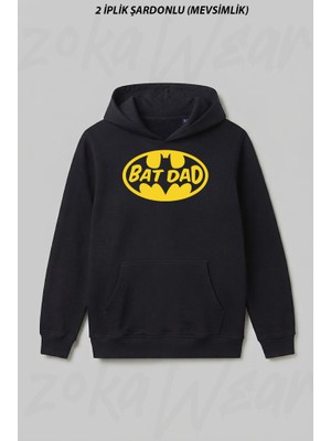 Zoka Wear Batman Bat Dad Babalar Gunu Ön Baskılı Kapüşonlu Sweatshirt