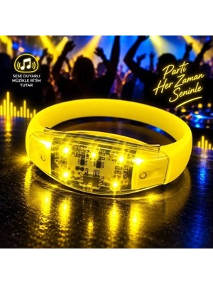 İlkyaz Fashion Ritmik Sarı LED Işıklı Bileklik - Ses Duyarlı Modüler Aksesuar
