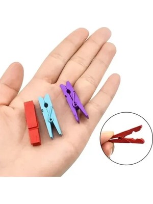 İlkyaz Fashion Renkli Ahşap Mandal Seti 50'li 3.5 cm El Işi Dekorasyonu