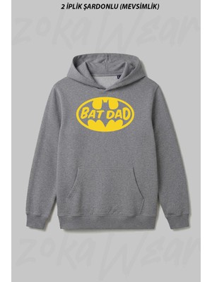 Zoka Wear Batman Bat Dad Babalar Gunu Ön Baskılı Kapüşonlu Sweatshirt