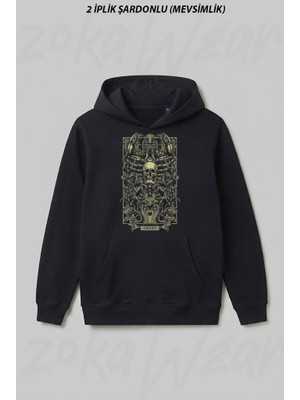 Zoka Wear Yengec Burcu Cancer Astoloji Gotik Burc Ön Baskılı Kapüşonlu Sweatshirt