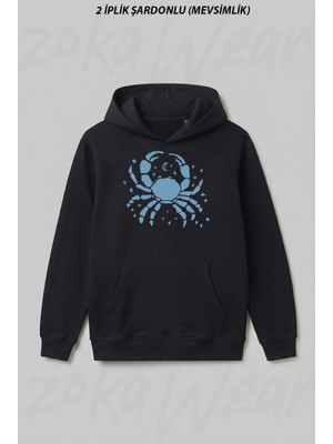 Zoka Wear Yengec Burcu B Ön Baskılı Kapüşonlu Sweatshirt